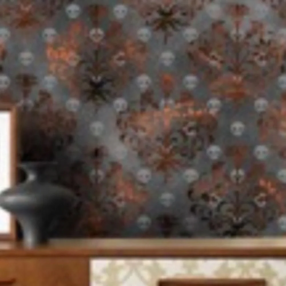 NWOT Gothic Sugar Skull Peel & Stick Wallpaper Roll Width 17.7